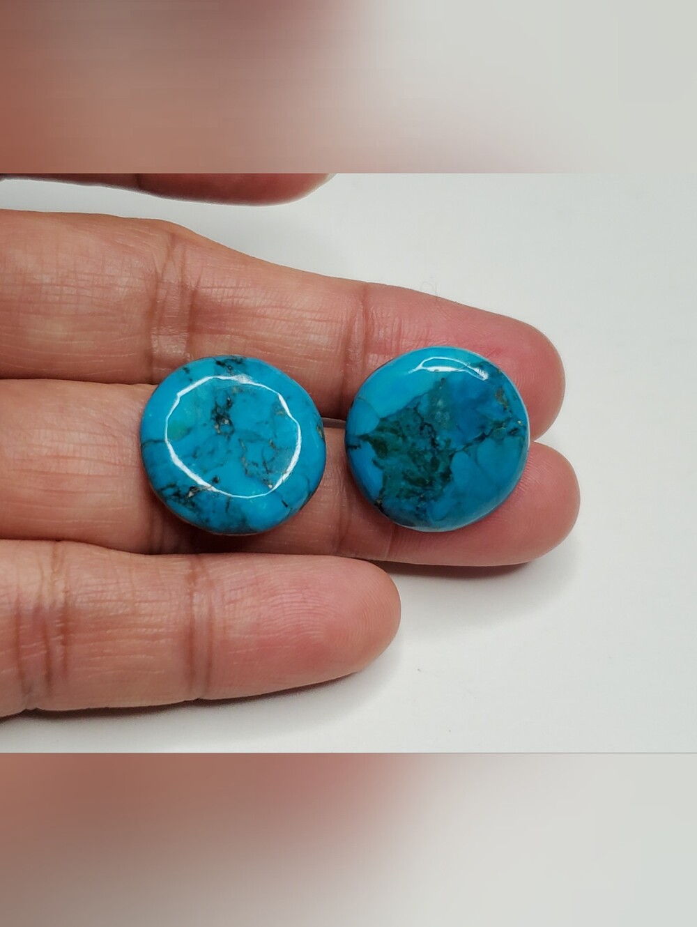 Vtg. Button Turquoise Button Earrings